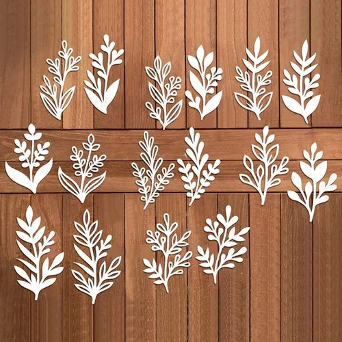 Miniatura 3 de 8 piezas de hojas troqueladas de corte de metal, plantillas de manualidades de bricolaje, 8 unidades, hojas para álbumes de recortes, plantillas