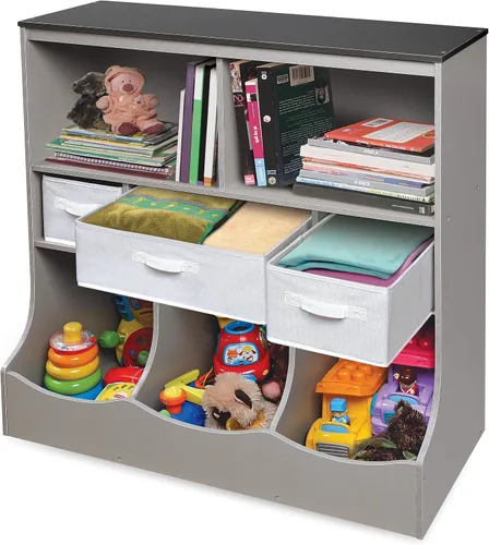 Miniatura 6 de Badger Basket Combo organizador de almacenamiento de juguetes y estantería, unidad de almacenamiento para niños con 3 cestas extraíbles, estantes