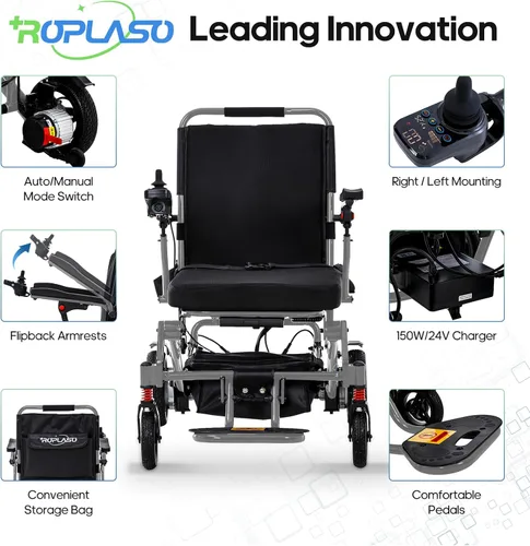 Miniatura 3 de Silla de ruedas eléctrica ligera de 43 libras para adultos, silla de ruedas motorizada plegable para personas mayores, portátil, todo terreno, 15