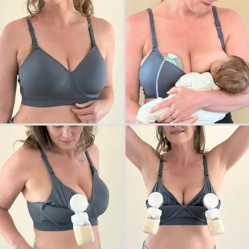 Miniatura 2 de Supermom Silhouette with Light Fixed Pads, Pumping Bra Hands Free, Adjustable Pumping & Nursing Bra for All Breast Pumps
