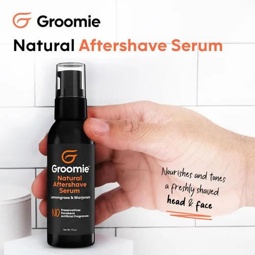 Miniatura 2 de Groomie Suero natural para después del afeitado para hombres calvos, cuidado de la piel de los hombres y después del afeitado para la cabeza