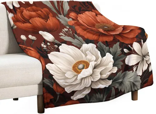 Miniatura 21 de Manta de vellón con estampado botánico de flores de terracota y primavera, manta de franela para el hogar, cama, sofá para niños y adultos, 70 x 80