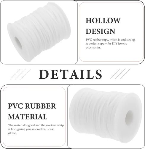 Miniatura 4 de EXCEART 1 rollo de cuerda de goma hueca de tubo hueco cordón kit para llavero cuerda de cuentas pulseras de la amistad joyería DIY cuerda elástica