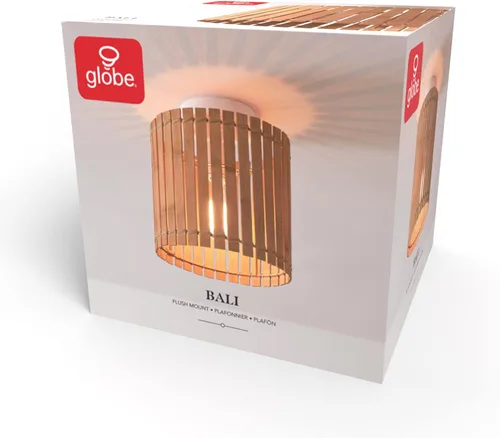 Miniatura 12 de Globe Electric 65898 Lámpara de techo empotrada de 1 luz, blanco mate, pantalla de bambú natural