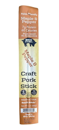 Miniatura 2 de Big Fork Palitos de carne de cerdo de arce y pimienta - Palitos de carne ahumados en lotes pequeños, palitos de carne ahumada de nogal 100% cerdo