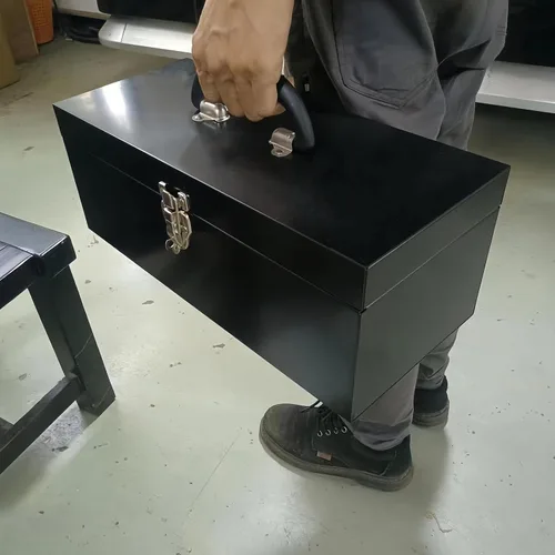 Miniatura 4 de Caja de herramientas metálica portátil de 16" de gran tamaño, caja de herramientas de 18-galga, caja de aparejos de pesca, organizador de cajones