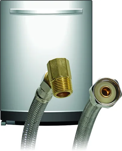 Miniatura 3 de Fluidmaster B1W60 - Conector para lavavajillas con codo de 3/8 pulgadas, acero inoxidable trenzado, rosca de compresión hembra de 3/8 x rosca de 1/2