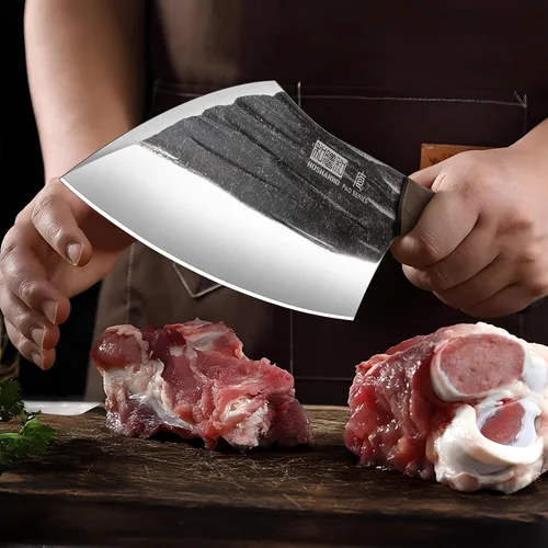 Miniatura 5 de HOSHANHO - Cuchillo de carnicero de 6 pulgadas forjado a mano, cuchillo para carne y vegetales, cuchillo de carnicero de tajo completo para corte