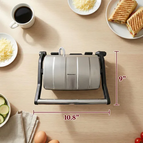 Miniatura 3 de Elite Gourmet EPN-2976 - Prensa Panini antiadherente 2 en 1 y parrilla para interiores, abre sándwiches gourmet de 180 grados, bisagra flotante