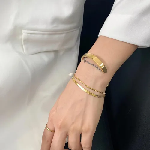 Miniatura 3 de Caenyo Pulseras de oro para mujer, chapadas en oro de 14 quilates, pulseras de espiga cubanas en capas, pulsera ajustable de cadena de perlas