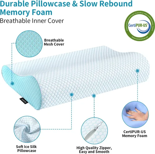 Miniatura 5 de Almohadas de Espuma Viscoelástica Almohada para el Cuello para Dormir, Almohada Cervical Ergonómica Almohada de Cama para Personas que Duermen