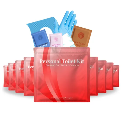 Miniatura 7 de Kit de inodoro personal para llevar, paquete de 10 (negro)