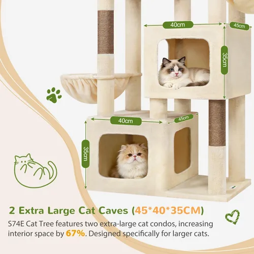 Miniatura 2 de Globlazer Árbol de gato resistente de 74 pulgadas para gatos grandes, torre de árbol alto de varios niveles para múltiples gatos adultos