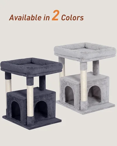 Miniatura 8 de Árbol para gatos grandes, 19 x 15.8 pulgadas, percha grande para gatos adultos, torre para gatos de 23.6 pulgadas con poste rascador, condominio