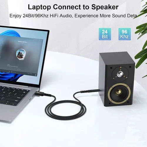 Miniatura 2 de Cable USB a 3.5mm Audio Aux, 0.9m Adaptador USB Macho a AUX Macho TRS Cable de Audio Trenzado Estéreo para Auriculares, Altavoces, PC, Laptop, Negro