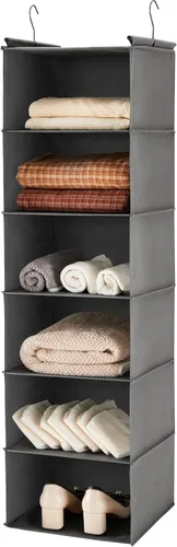 MAX Houser Organizador colgante de armario de 6 niveles, estante colgante de armario con 2 ganchos resistentes para almacenamiento, plegable (gris)