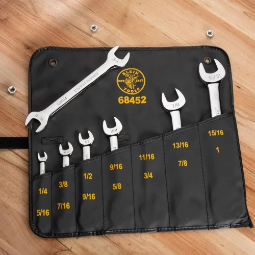 Miniatura 11 de Klein Tools 68452 Juego de llaves SAE de extremo abierto, 7 piezas con bolsa rodante