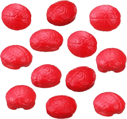 Leitee 12 unidades de bolas de estrés cerebral a granel, cerebro grande, poliuretano, mano, ejercicio, músculo, pelota de presión, divertido alivio