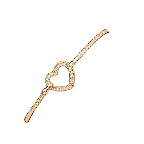 Miniatura 2 de JUNYY Delicada pulsera con dije de corazón hueco de diamantes de imitación para mujeres y niñas, pulsera de fiesta de cumpleaños (dorado)