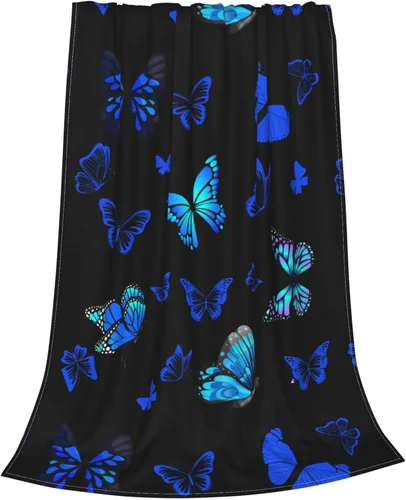 Miniatura 3 de Manta suave y cálida de mariposa azul, manta de cama ligera de franela de forro polar, regalo para niñas, niños, hombres y mujeres, silla, sofá, 50