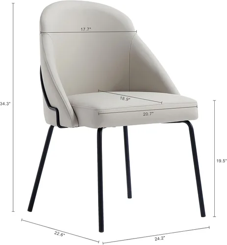Miniatura 3 de Manhattan Comfort Gracie - Juego de 1 sillas de comedor modernas de piel sintética, asiento tapizado de piel sintética, patas de acero, espuma