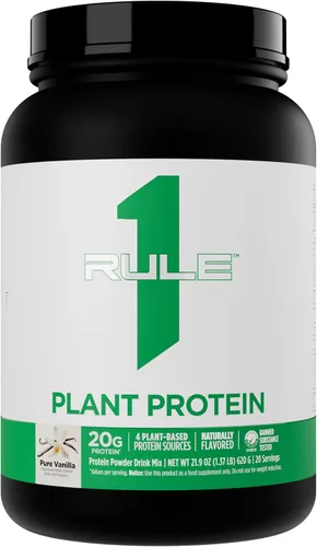 Rule 1 Proteins Proteína vegetal - Proteína en polvo vegana, sin gluten, sin lácteos y sin soja con 0.71 onzas de proteína por porción (20