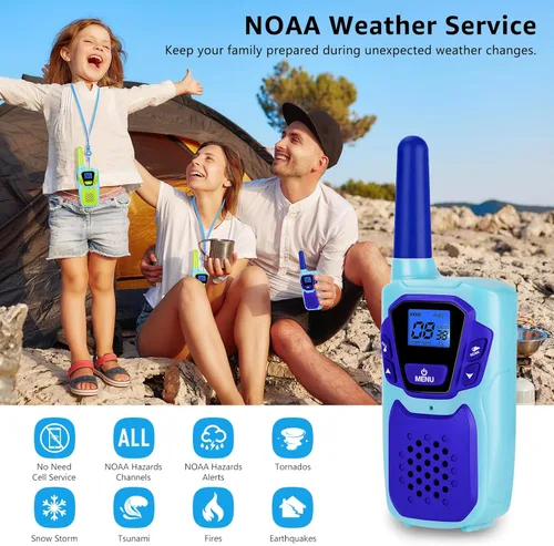 Miniatura 4 de Topsung Walkie Talkies for Kids Long Range Walkie-Talkie for Adults Rechargeable 4 Pack with Lanyard NOAA USB, Family Pink 2 Way Radio Toys for 3-12