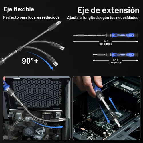 Miniatura 8 de STREBITO Destornillador eléctrico, juego de destornilladores de precisión 144 en 1, 120 puntas magnéticas, almacenamiento organizado y portabilidad