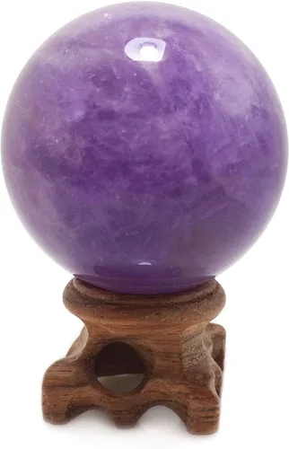 Miniatura 5 de Polar Jade Esfera de cristal de amatista con soporte de 1.969 in de diámetro, bolas de piedra protectora raras para decoración, curación