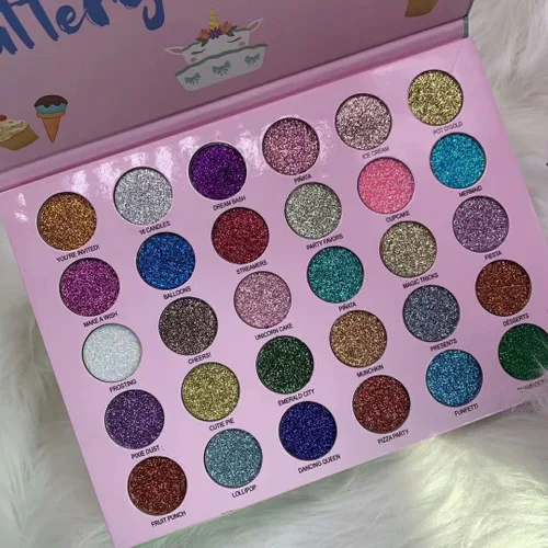 Miniatura 4 de Paleta de maquillaje de sombra de ojos con purpurina de 30 colores, paleta de sombra de ojos brillante + 1 pincel de sombra de ojos de larga