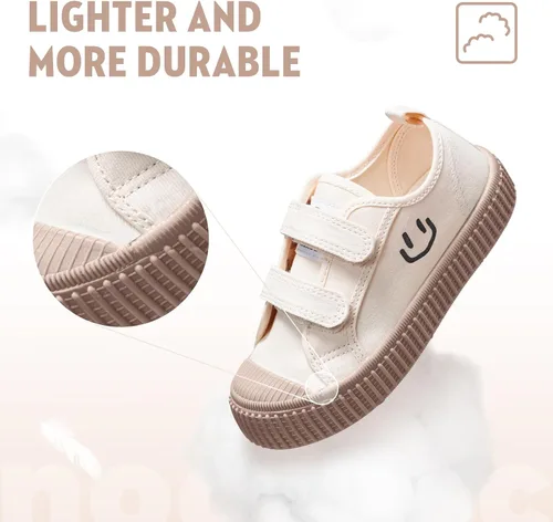 Miniatura 4 de Zapatos para niños y niñas, zapatos de lona con velcro y suela de color caramelo, tallas 6-14
