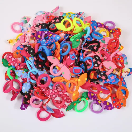 Miniatura 3 de XIMA Juego de accesorios para el pelo de perro, 100 piezas coloridas de orejas de conejo con bandas elásticas, lazos de aseo para mascotas para 100