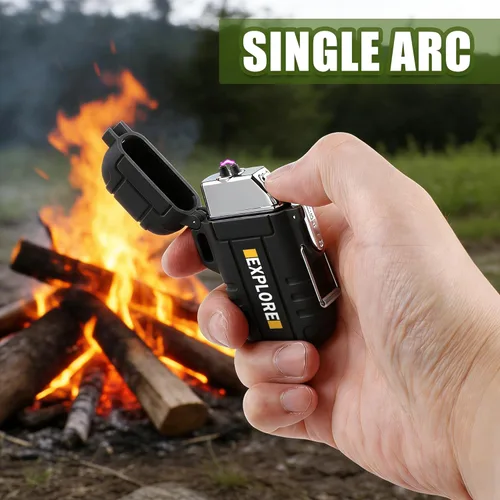Miniatura 5 de LcFun Encendedor eléctrico USB C recargable de plasma resistente al viento, encendedores de arco sin llama, fósforos a prueba de agua para camping