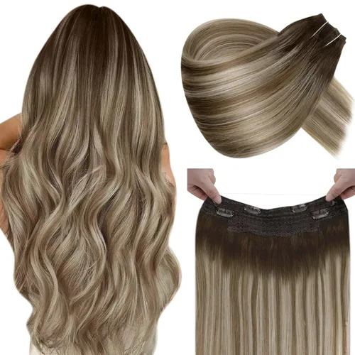 Miniatura 18 de LaaVoo Extensión de cola de caballo de cabello humano marrón para mujer, extensiones de cola de caballo marrón oscuro, extensiones de cabello humano