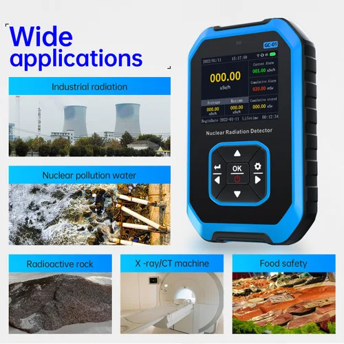 Miniatura 4 de FNIRSI GC-01 Geiger Counter Detector de radiación nuclear, dosímetro de radiación con pantalla LCD, medidor de monitor de radiación recargable