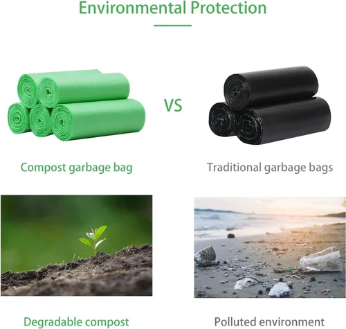 Miniatura 4 de Bolsas de basura pequeñas biodegradables, bolsas de basura compostables, forros para latas de basura de alimentos para colgar en la pared, 8L