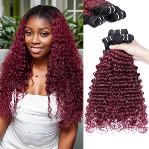 Miniatura 22 de Manojos de cabello humano ondulado profundo de 12, 14, 16 pulgadas, paquetes de ondas de agua, 100% sin procesar, 10A, cabello humano virgen