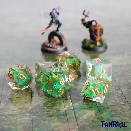 Miniatura 7 de FanRoll - Juego de dados DND de resina de borde afilado: dados de rana, dados de juego de rol para Calabozos y Dragones