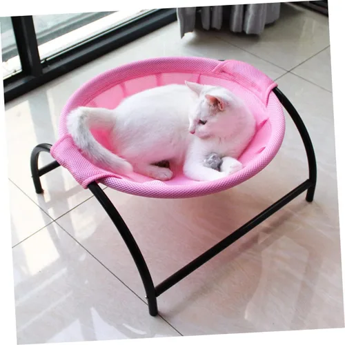Miniatura 9 de Happyyami Elevated Cat Hammock Bed for Pets Breathable Mesh Lounge Sturdy Design for Use Stylish Elevated Pet Nest for Cats Dogs for Relaxation and