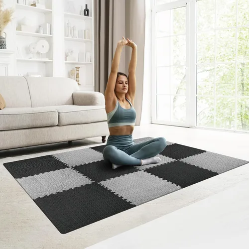 Miniatura 5 de GWT Baldosas para Suelo de Gimnasio en Casa, Alfombrilla de Ejercicio de Rompecabezas Entrelazadas de EVA para Equipo de Entrenamiento, Protección
