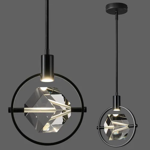 Miniatura 11 de Lámpara colgante de techo para isla de cocina, moderna mini luz colgante LED integrada, lámpara colgante de cristal en negro, dormitorio, comedor