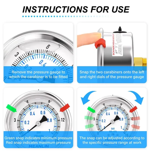 Miniatura 5 de MEANLIN MEASURE Medidor de presión de acero inoxidable con relleno de líquido bajo de 0 ~ 15 psi, esfera de cara NPT de 2 pulgadas para agua
