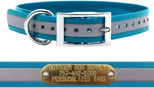 Miniatura 18 de Outdoor Dog Supply Collar de perro con anillo en D impermeable reflectante resistente de 1 pulgada para perros medianos y grandes con placa
