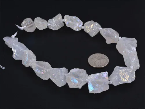 Miniatura 2 de Agujero graduado crudo de la pepita del cristal del cuarzo del blanco del aura de la aguamarina del filamento 6.6 ft m perforado
