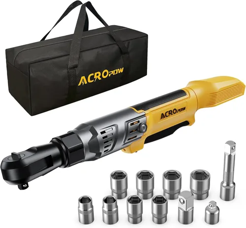 Miniatura 8 de ACROPOW Llave de trinquete inalámbrica de 3/8", compatible con batería DEWALT 20V MAX, motor eléctrico de trinquete sin escobillas de 74 pies-libras