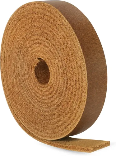 Miniatura 13 de Ringsun Tiras de cuero negro planas de 2 pulgadas de ancho para manualidades, tiras de cuero de grano completo, cordón de cuero para manualidades