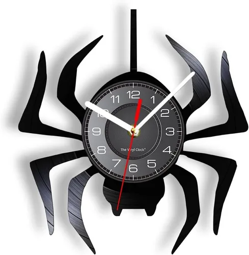 Miniatura 10 de Reloj de pared LED de araña negra de 12 pulgadas con 7 colores cambiantes, tarántula silenciosa, cuarzo, sin tictac, reloj de pared, moderno