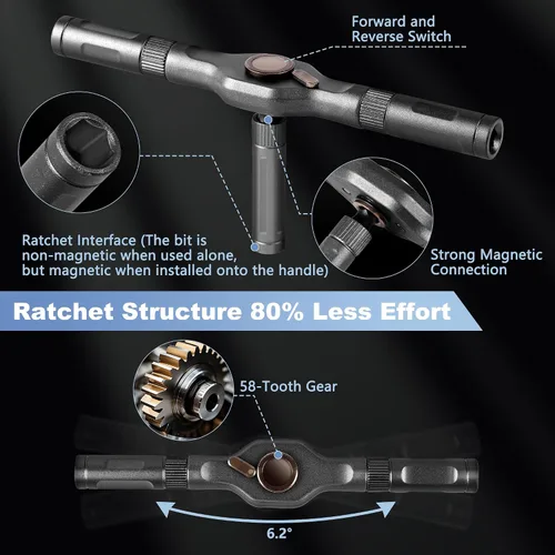 Miniatura 3 de Juego de destornilladores magnéticos 42 en 1 con mango de trinquete Kit de herramientas de reparación profesional para electrónica, muebles