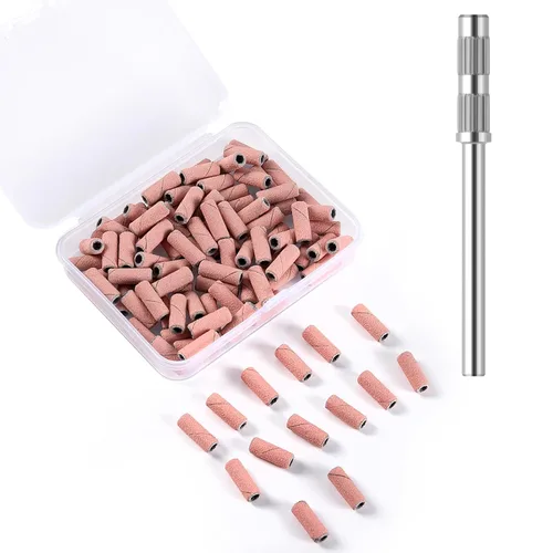 Miniatura 18 de 100 piezas de bandas pequeñas de lijado de uñas para taladro de uñas, bits mini de 3.1mm de mandril de lijado de uñas de grano 80 para uñas