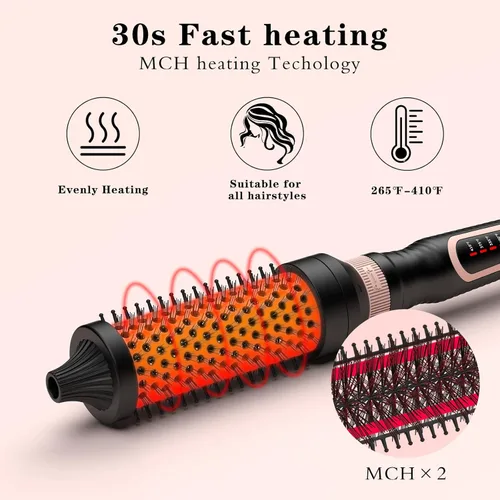 Miniatura 3 de Juego de cepillo térmico 3 en 1 con calentamiento iónico redondo que crea volumen y un estilo de cabello más suave para cabello completamente seco